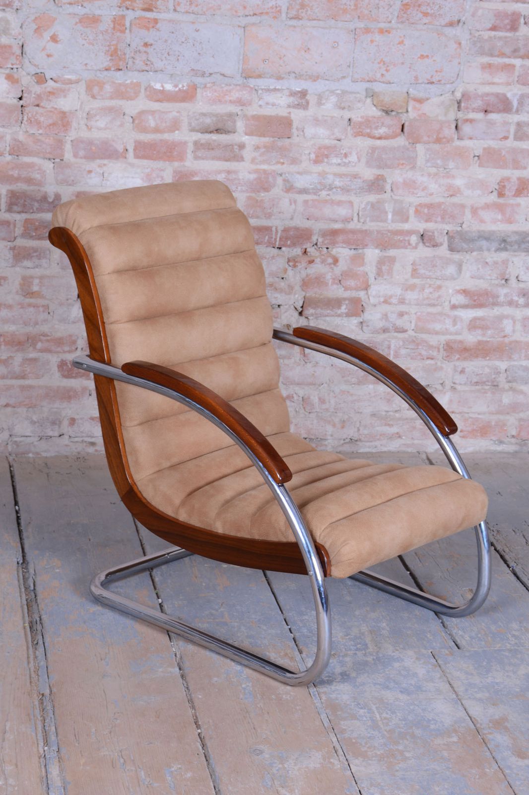 Restored Bauhaus Armchair, By R. Slezak, Model K32, Beech, Chrome, Czech, 1930s photo 2450.0