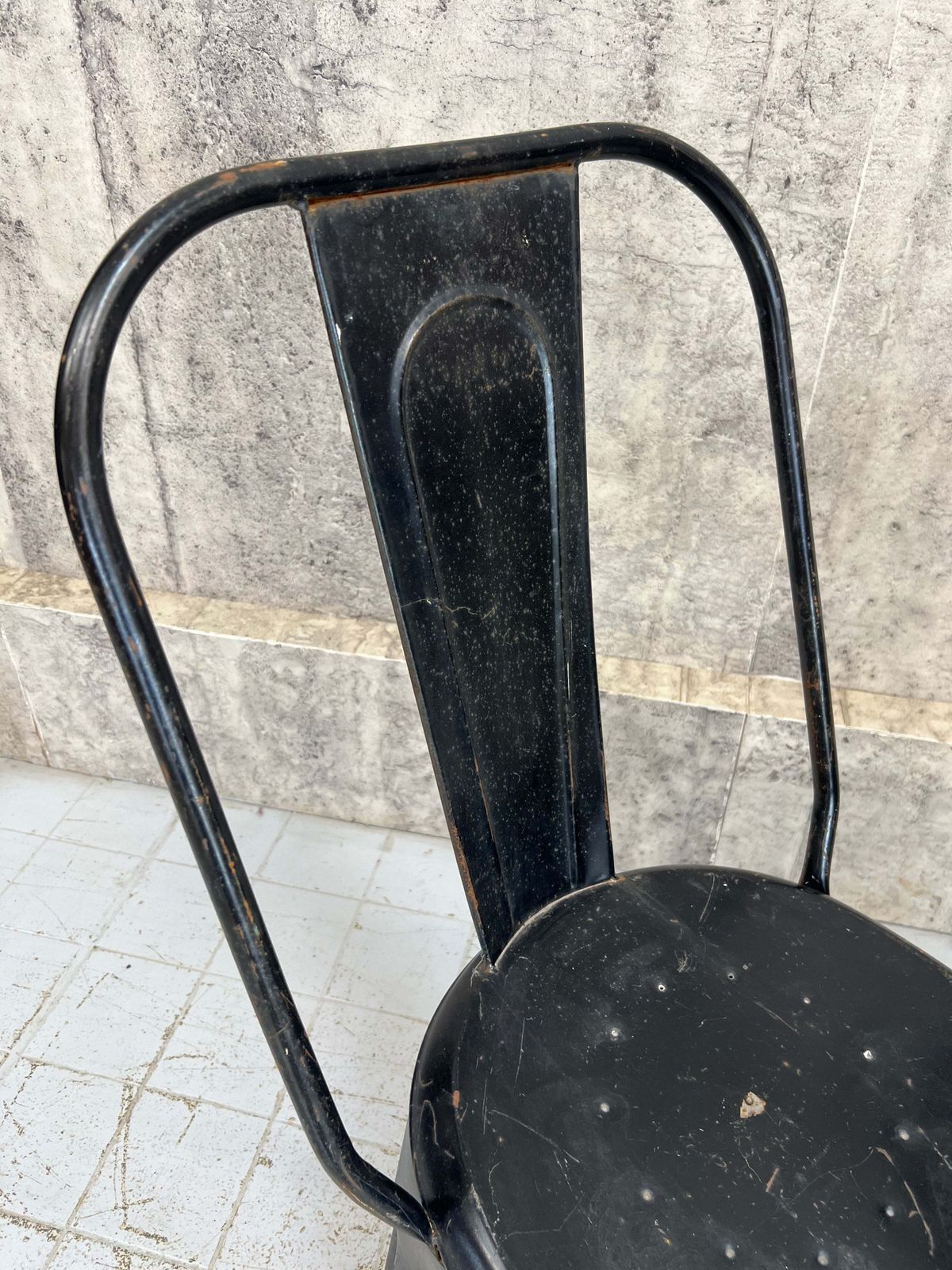 Black Tolix Metal Garden Table And Two Chairs photo for sale