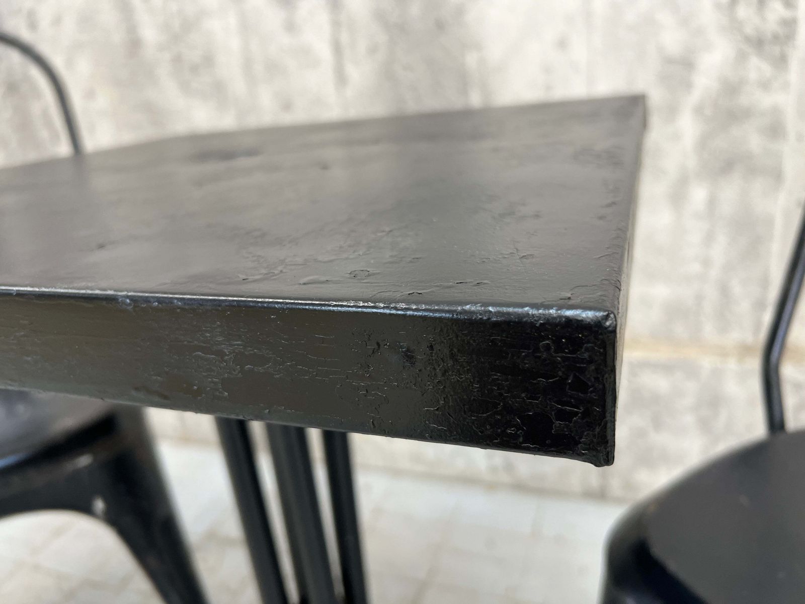 Black Tolix Metal Garden Table And Two Chairs photo buy