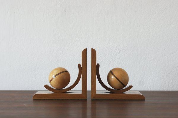Mid Century Modern Wooden Bookends, 1940s, Set Of 2