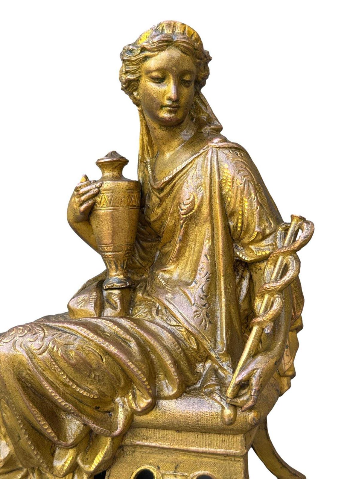 Antique French Gilded Spelter Statue, Allegory Of Commerce, 19th Prosperity Figure, Unique Gift photo furniture