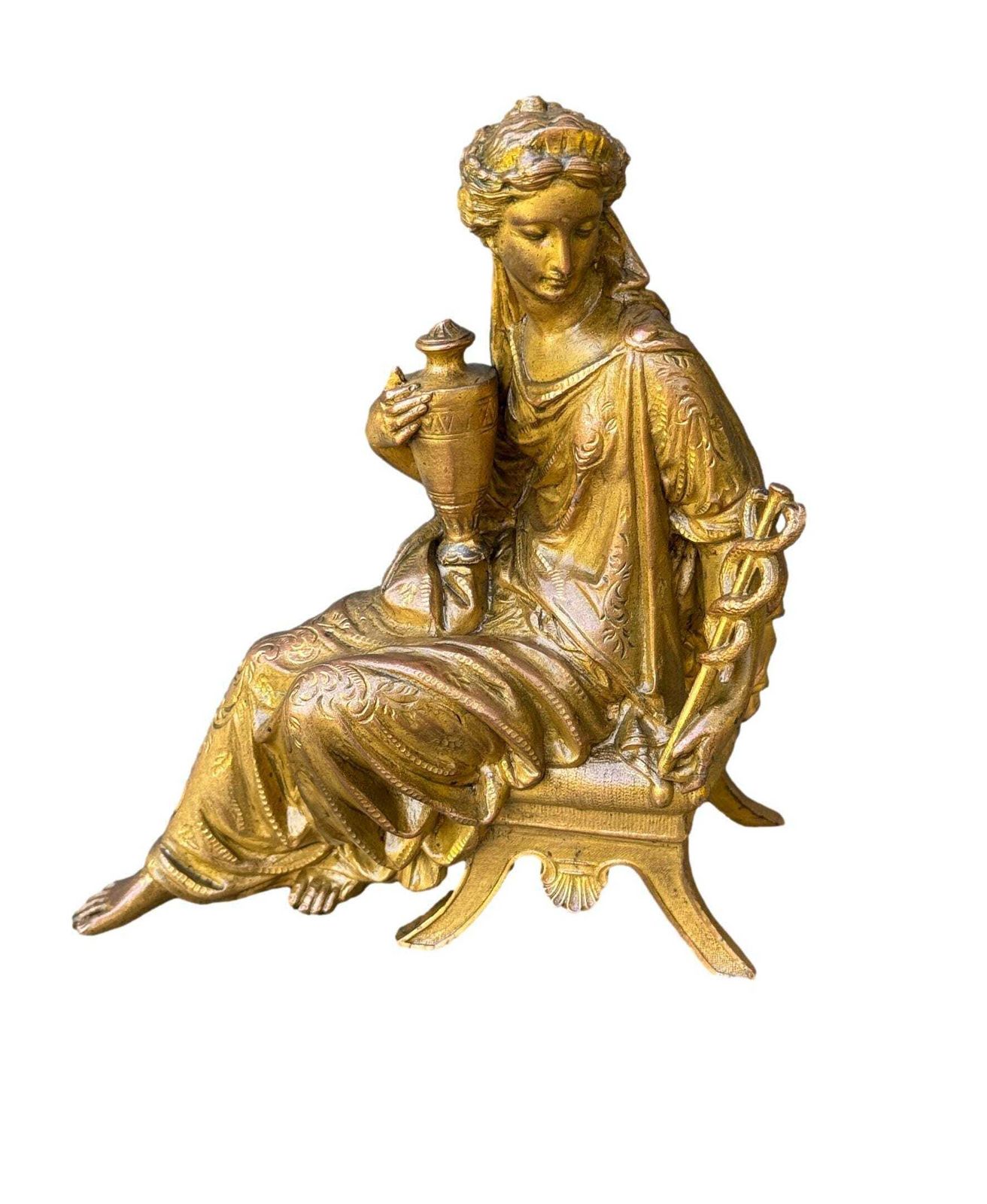 Antique French Gilded Spelter Statue, Allegory Of Commerce, 19th Prosperity Figure, Unique Gift photo 267.0