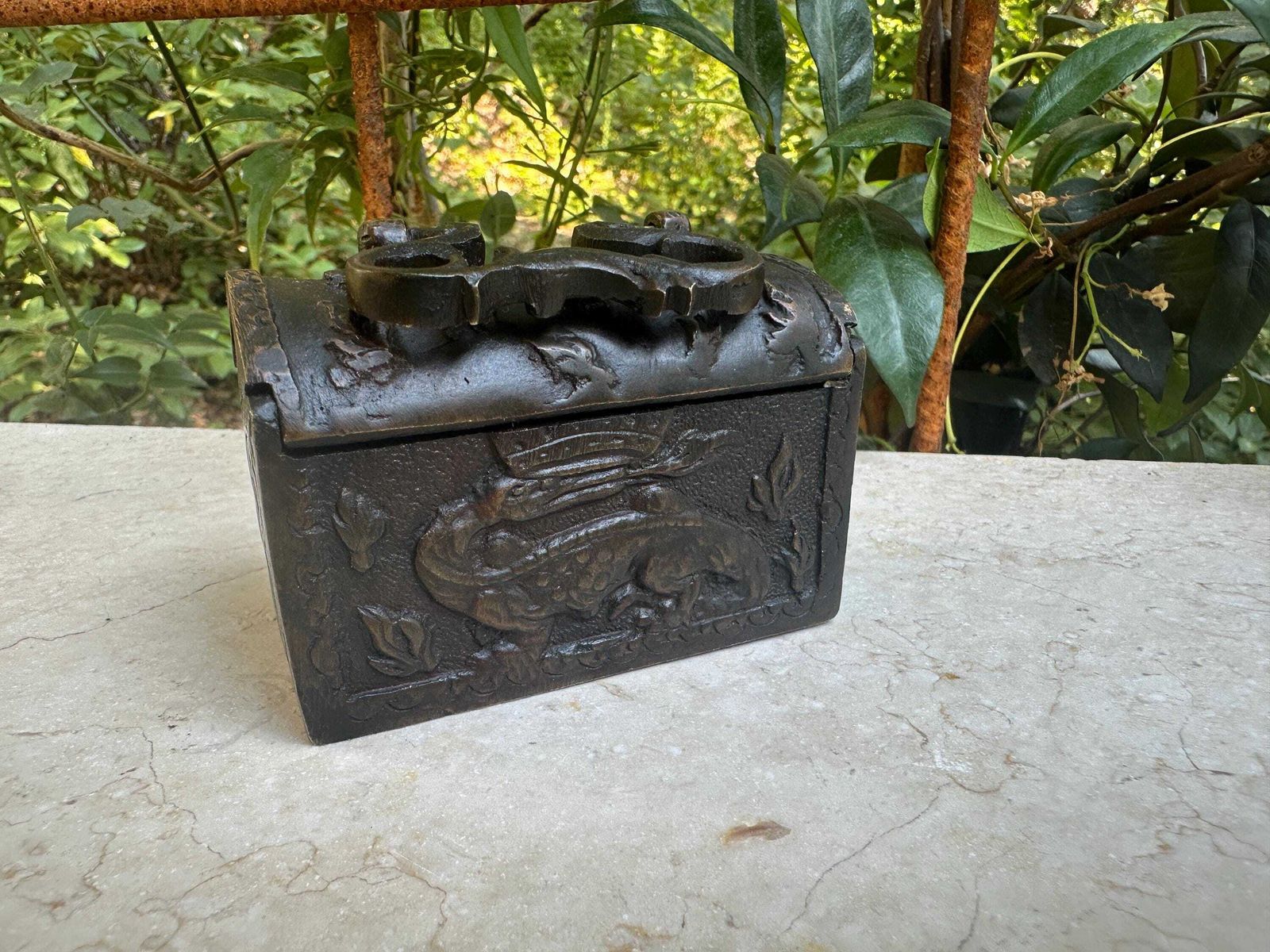 Rare Antique Small 19th Century Bronze Box, Medieval Style, Gift For Her photo 253.0