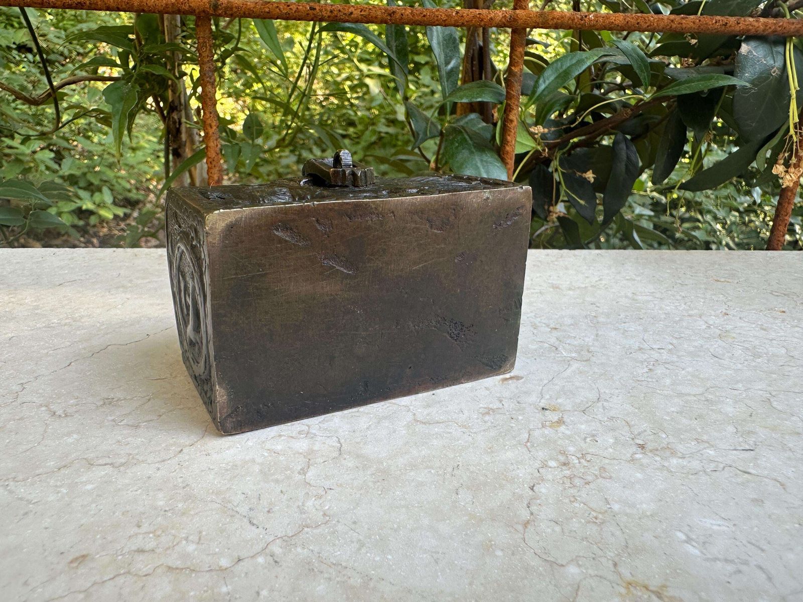 photo for sale Rare Antique Small 19th Century Bronze Box, Medieval Style, Gift For Her