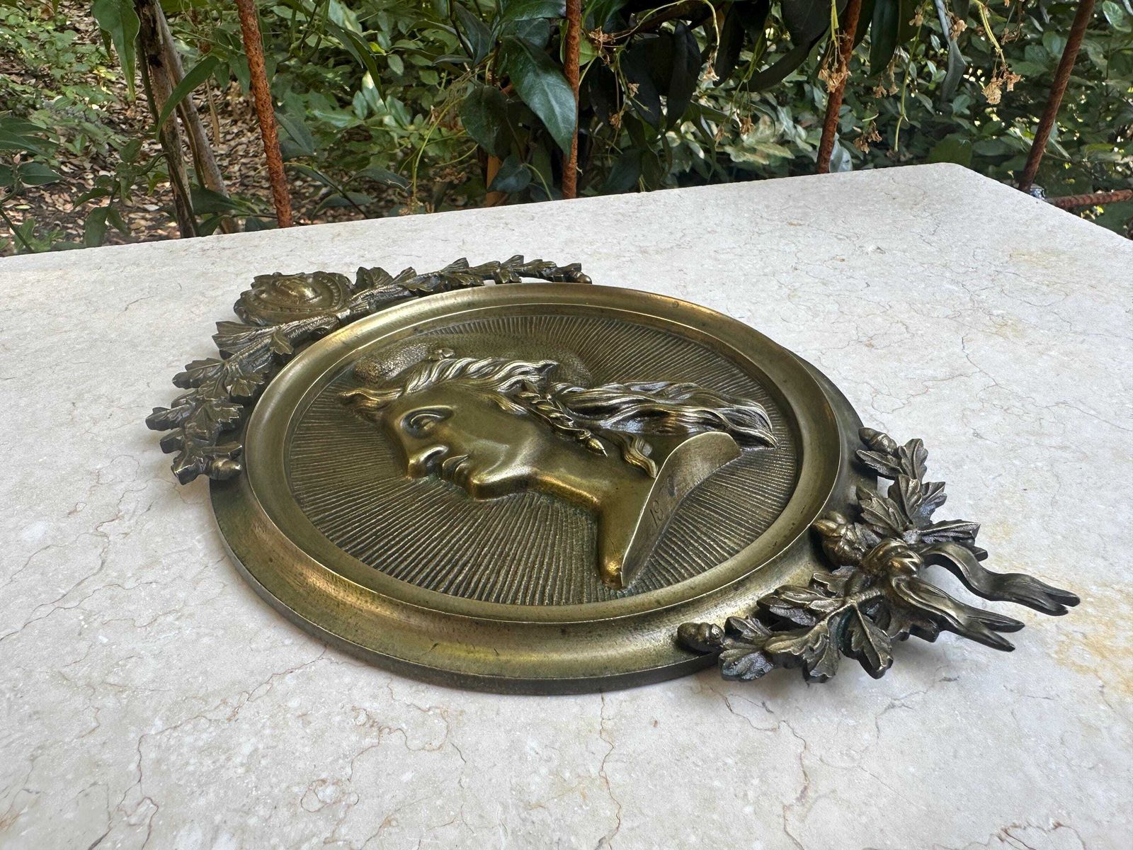 photo furniture French Antique Bronze Plaque Of Marianne, Phrygian Bonnet, Rf , 1870, French Republic, Art Patriotique Xixe