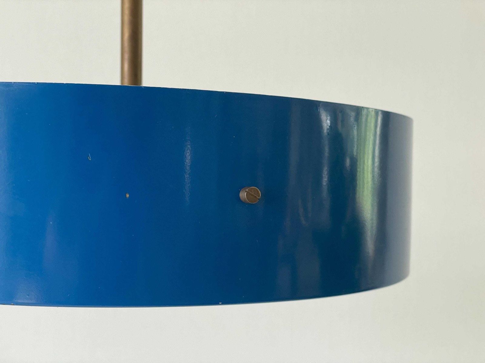 Plexiglass And Dark Blue Metal Body Pendant Lamp By Stilnovo, 1950s, Italy photo Lighting