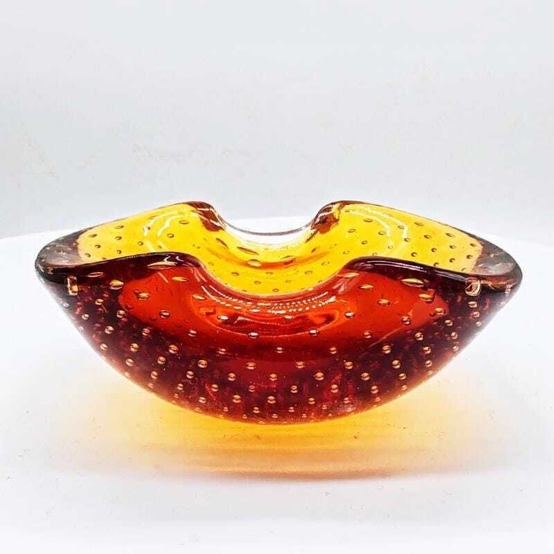 1960s Little Size Amber Ashtray Or Catch All In Murano Glass By Flavio Poli For Seguso. Made In Italy. photo furniture