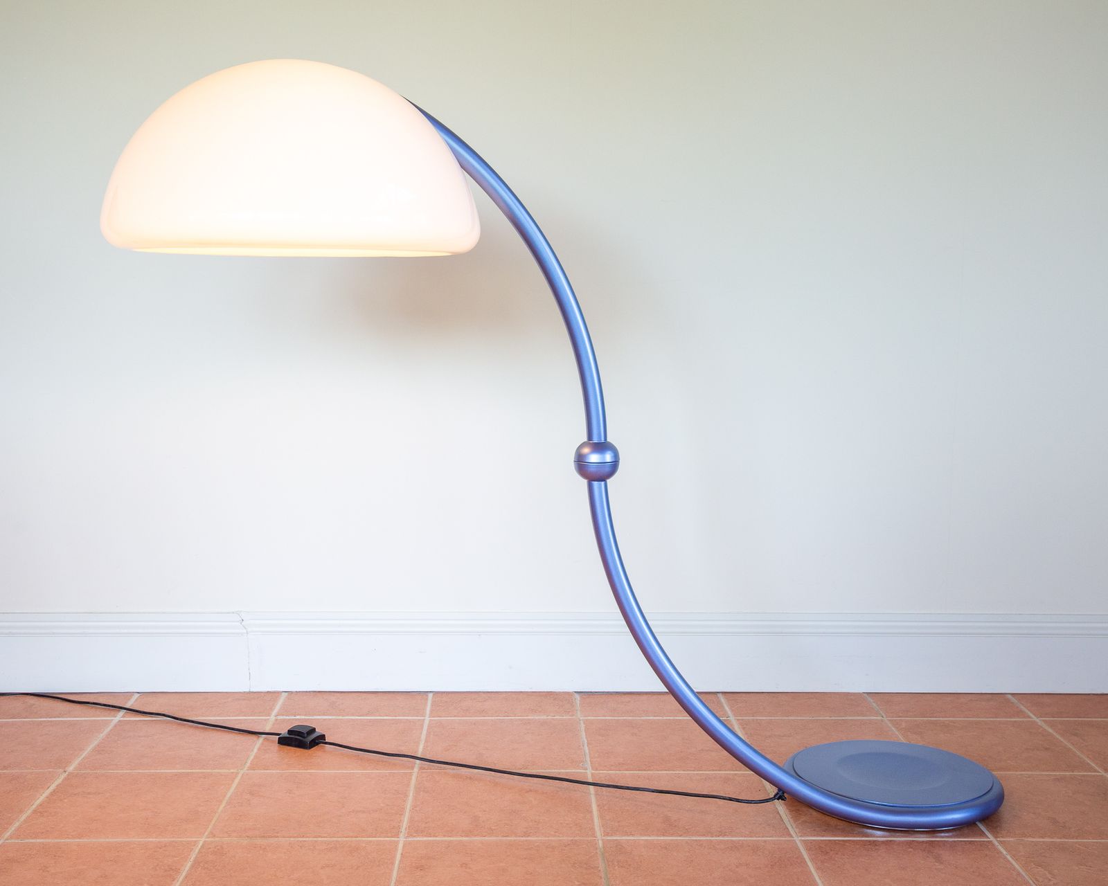 Large Space Age Floor Lamp By Elio Martinelli Serpente Lamp Ferrari Blue Italian Designer Mid Century Mcm Martinelli Luce Adjustable Reading Lamp photo for sale