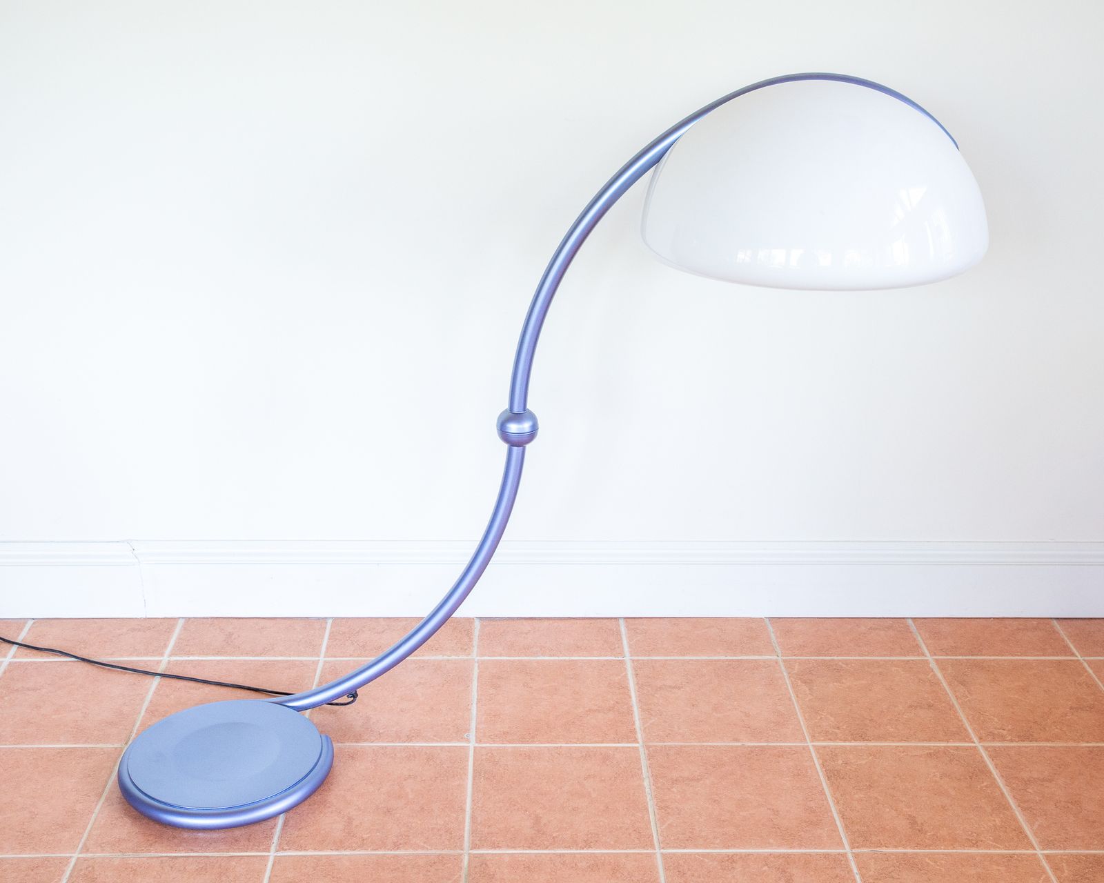 photo furniture Large Space Age Floor Lamp By Elio Martinelli Serpente Lamp Ferrari Blue Italian Designer Mid Century Mcm Martinelli Luce Adjustable Reading Lamp