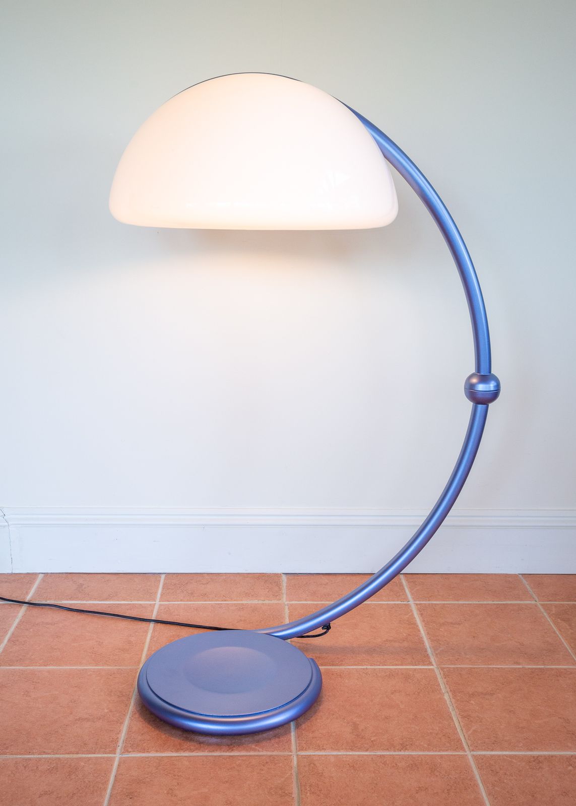 2750.0 Large Space Age Floor Lamp By Elio Martinelli Serpente Lamp Ferrari Blue Italian Designer Mid Century Mcm Martinelli Luce Adjustable Reading Lamp photo