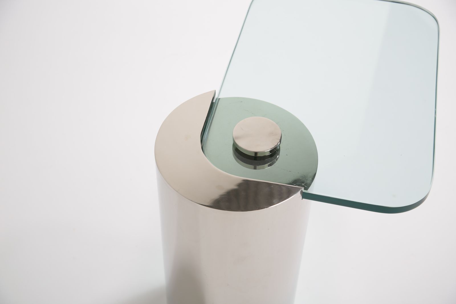 Mid Century Chrome And Glass Cantilever Cocktail Table By Karl Springer, 1970s. photo for sale
