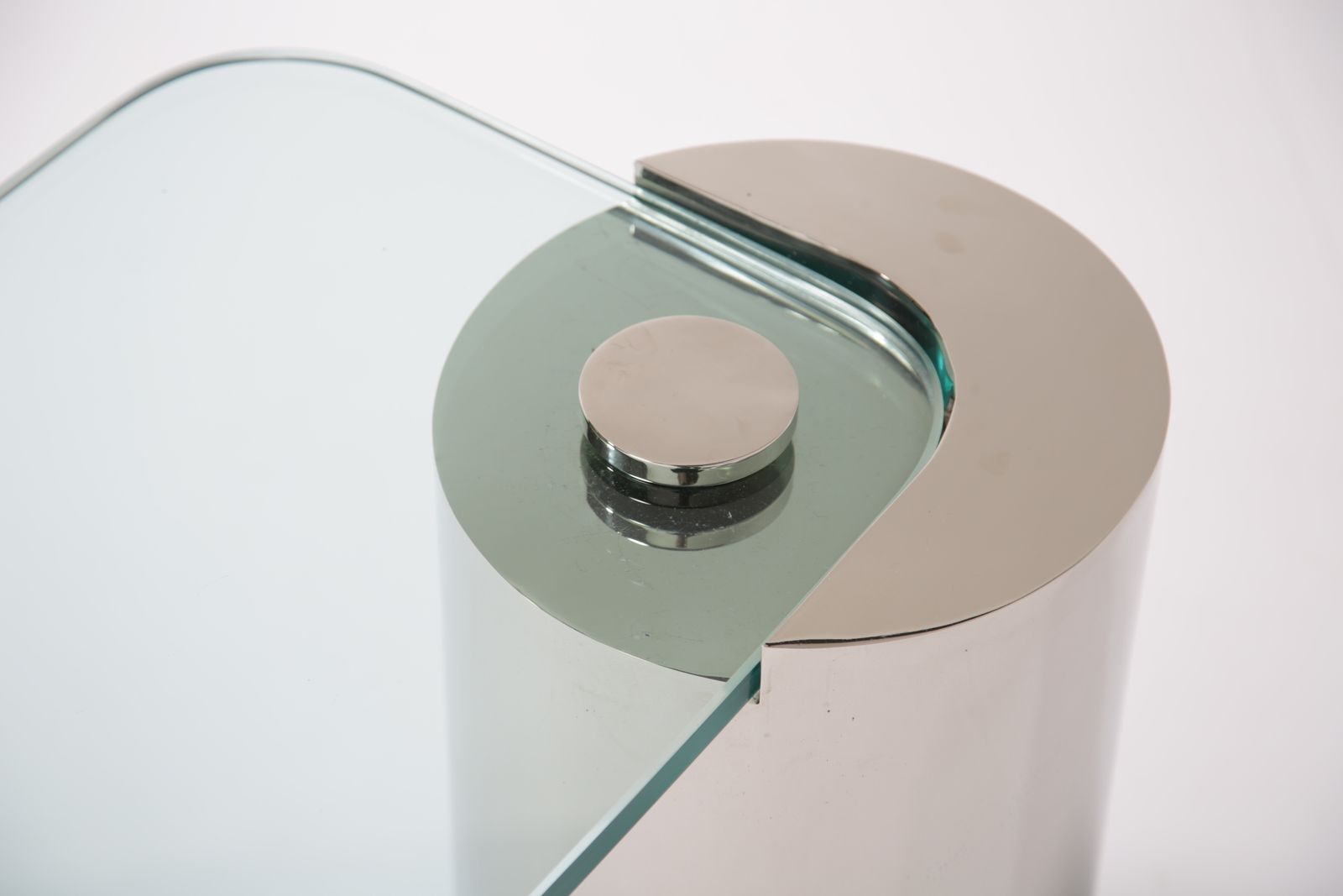Mid Century Chrome And Glass Cantilever Cocktail Table By Karl Springer, 1970s. photo vinterior