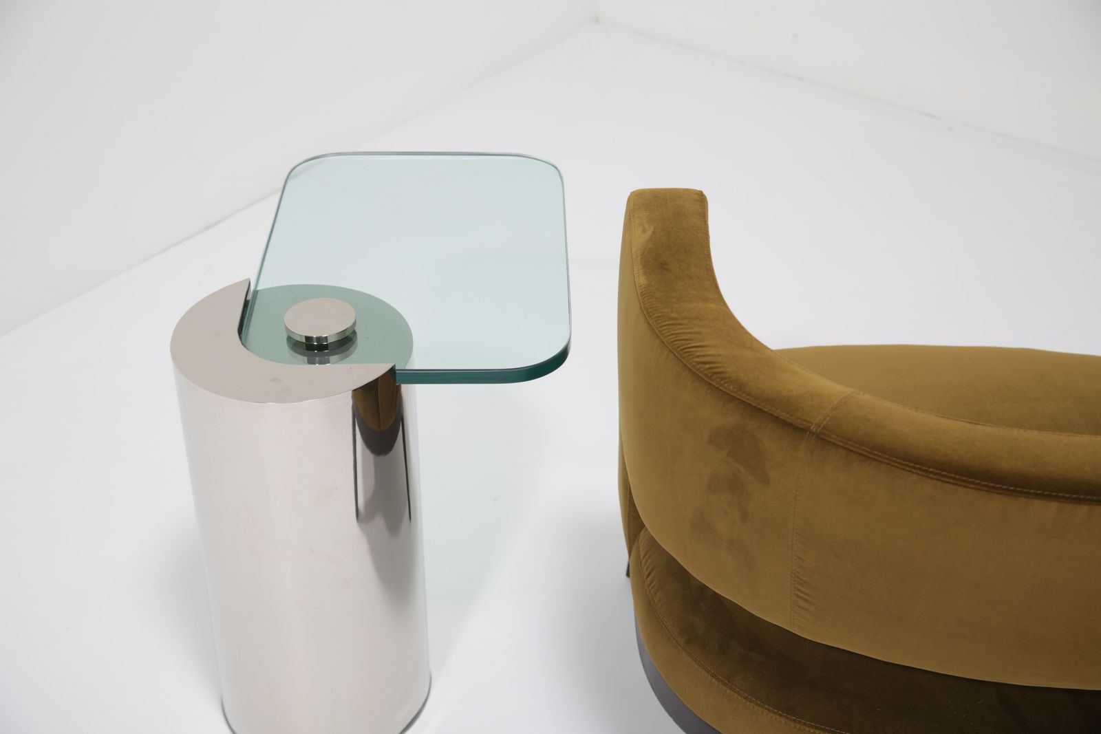 photo furniture Mid Century Chrome And Glass Cantilever Cocktail Table By Karl Springer, 1970s.