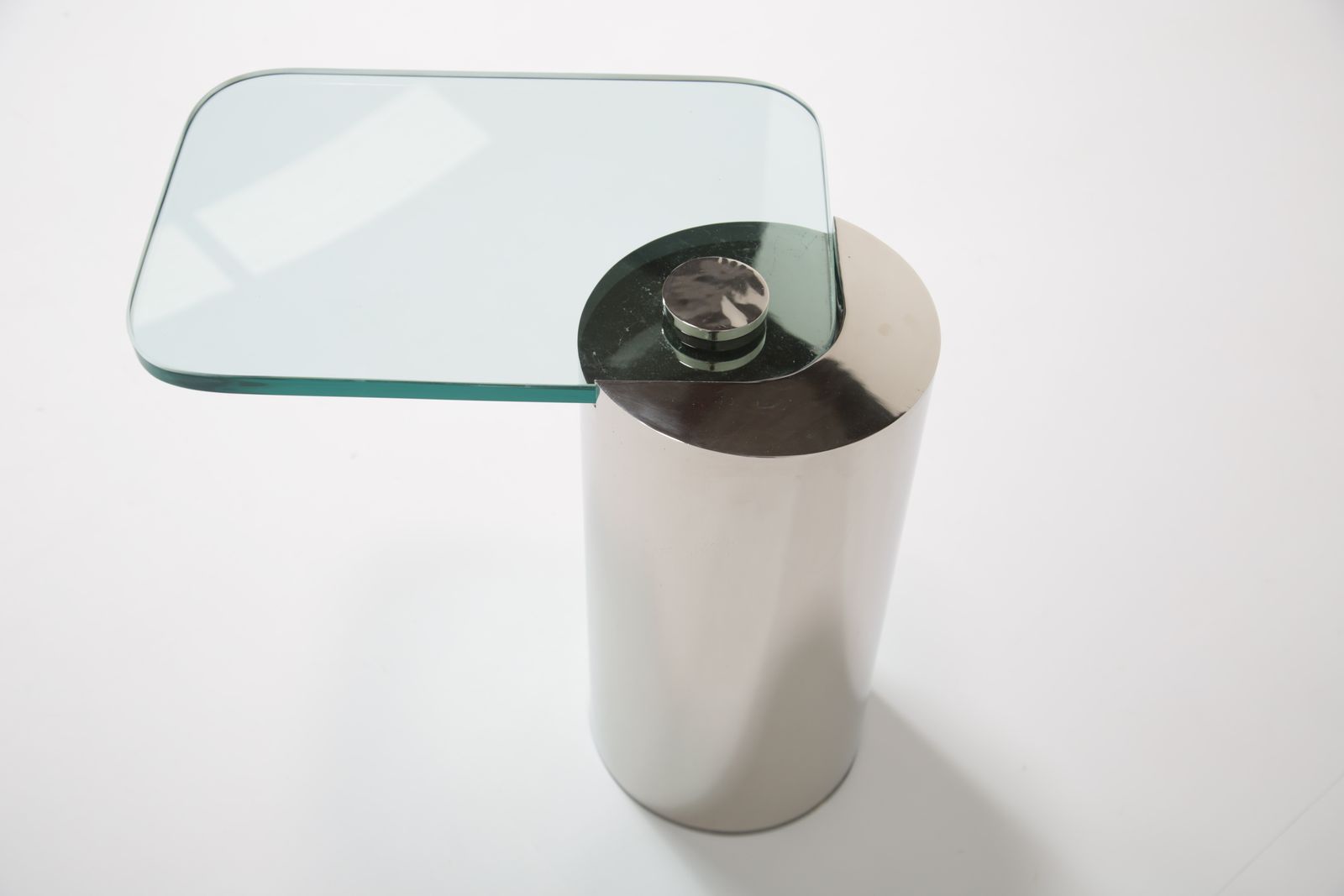 2595.0 Mid Century Chrome And Glass Cantilever Cocktail Table By Karl Springer, 1970s. photo