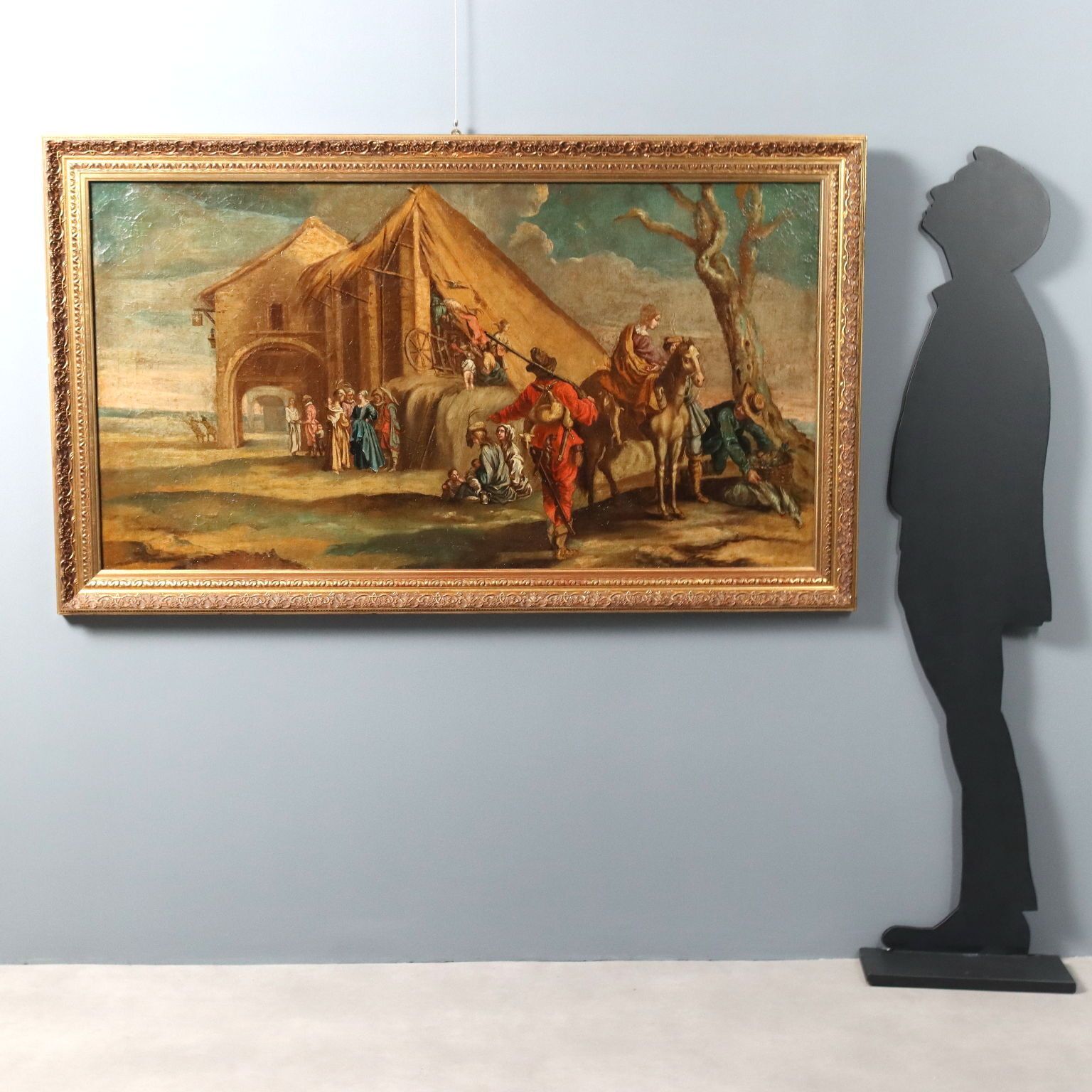 Village Glimpse Antique Painting Oil On Canvas Italy XVIII Century photo furniture