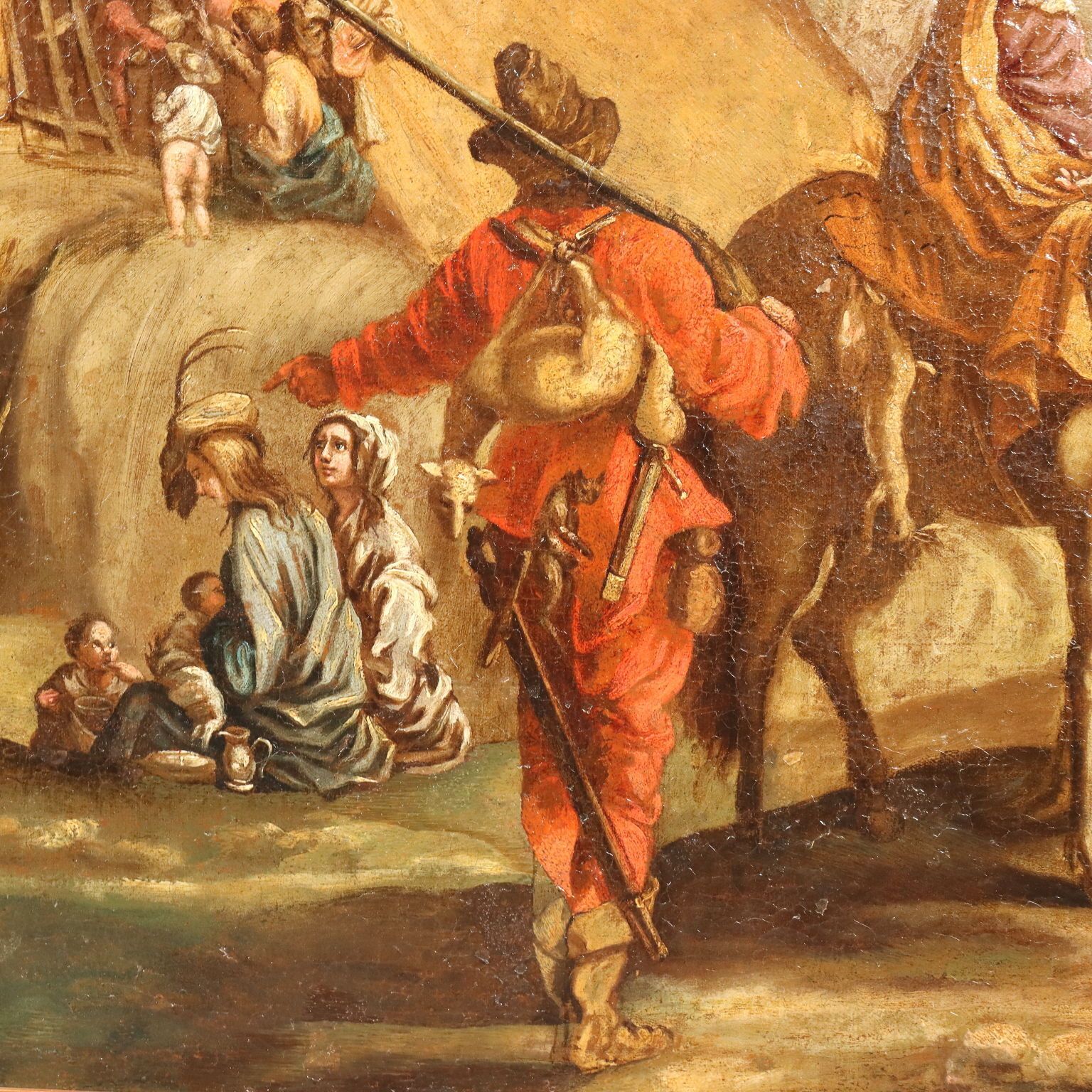 Village Glimpse Antique Painting Oil On Canvas Italy XVIII Century photo Art