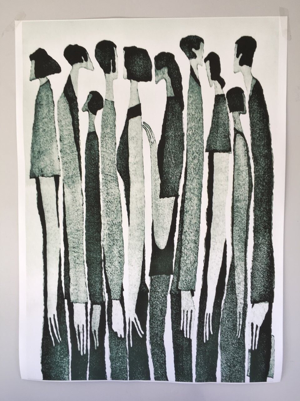Tall People Monochrome Black And White Large A1 Canvas Print