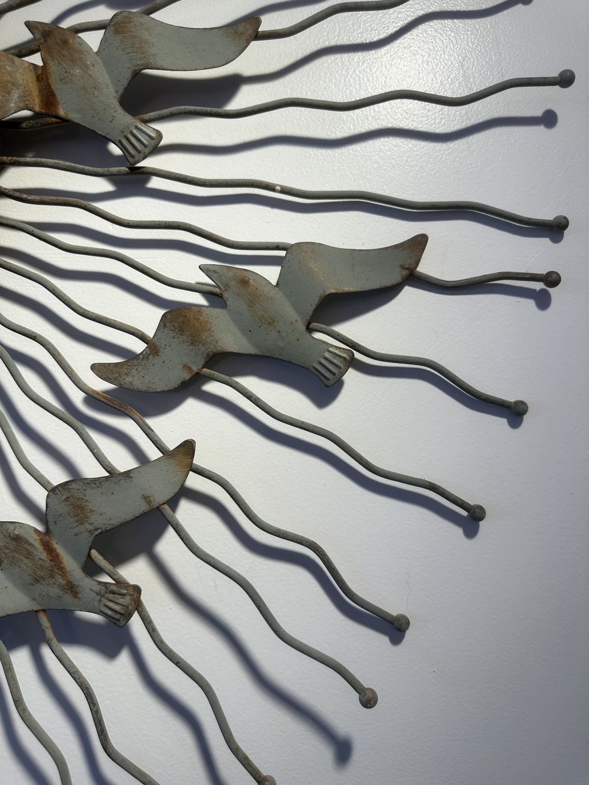 Midcentury Modern Metal Radial Sunburst Sculpture ‘Birds In Flight’, 1970 photo Art