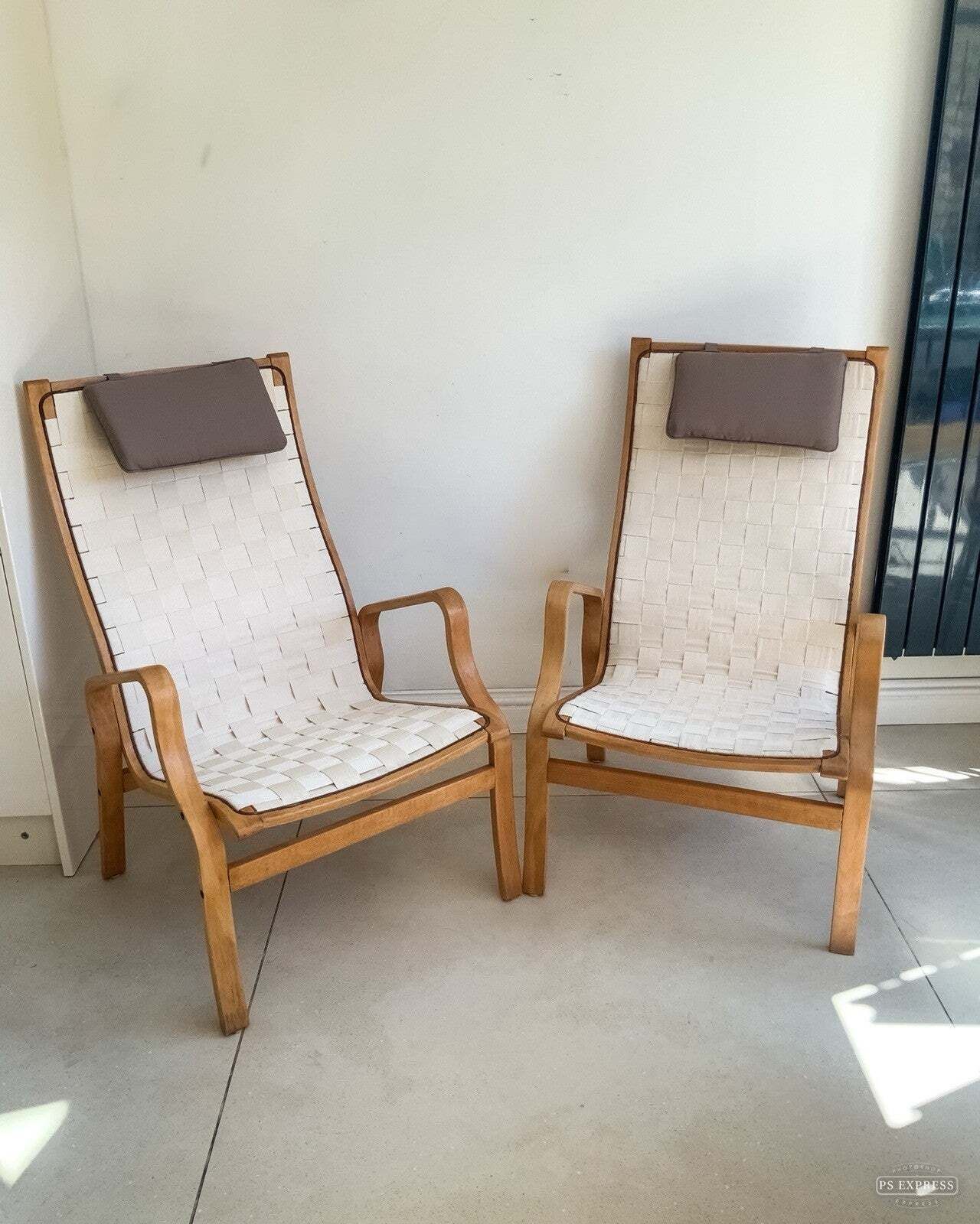 Pair Danish Beech Bentwood 'Albert' Lounge Chairs Finn østergard Kvist Mobler photo for sale