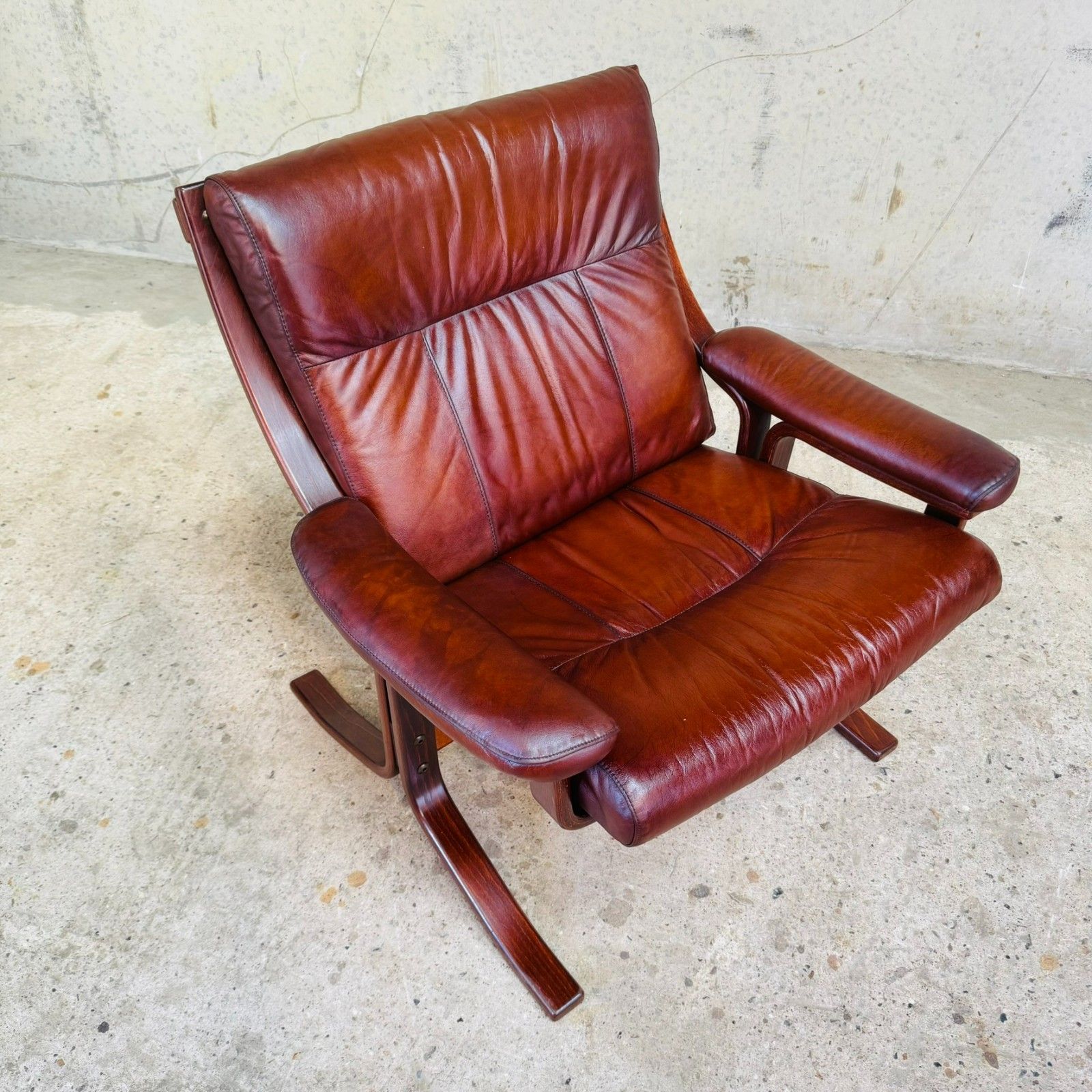 Norwegian 1970s Vintage Tan Leather Bentwood Chair #A650 photo buy