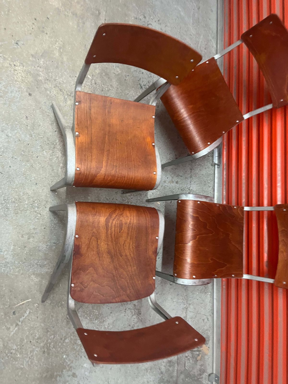 photo for sale Esavian Stacking Chair By James Leonard For Esa, 1950s, Restored Set Of Four