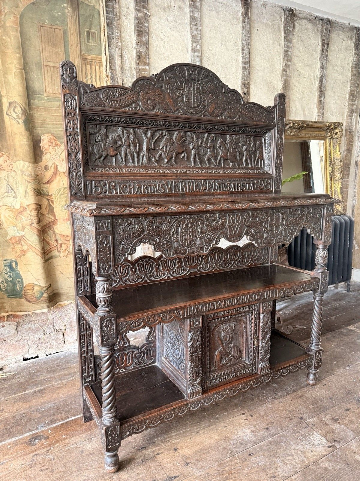 Important Antiquarin  Antique Buffet Dresser Sideboard  George Shaw Engrave 1598 photo for sale