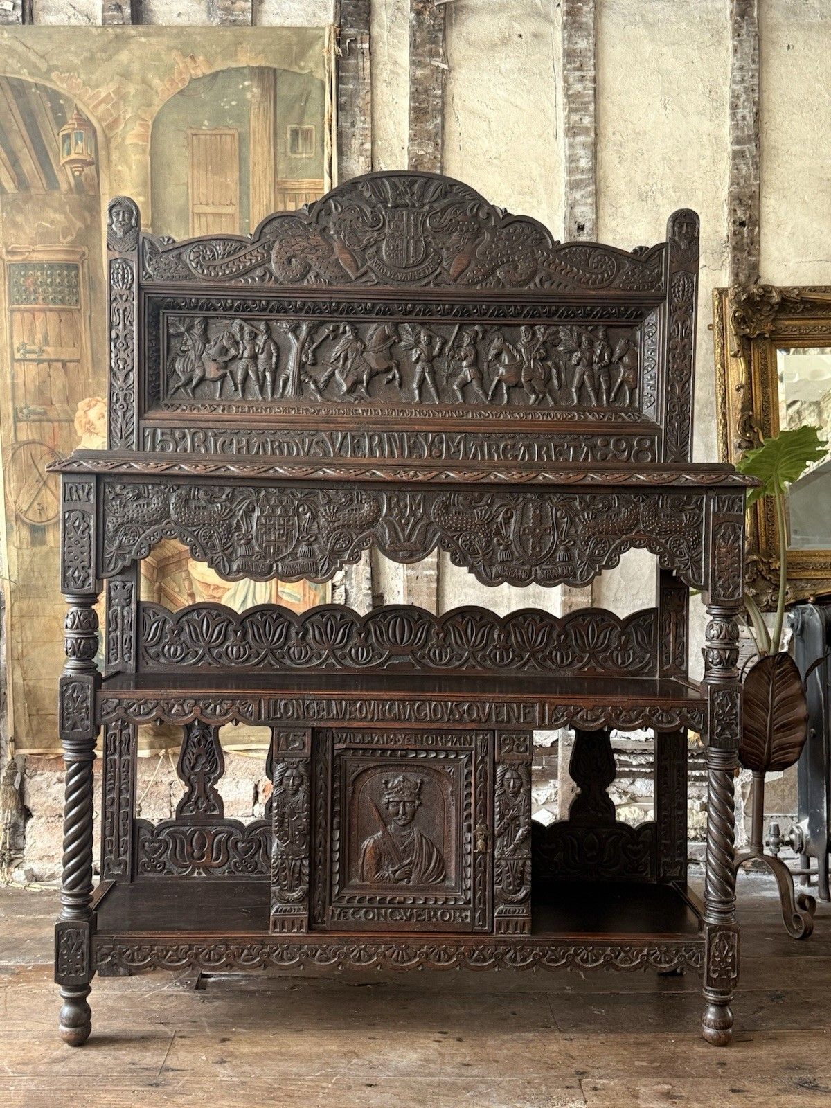 Important Antiquarin  Antique Buffet Dresser Sideboard  George Shaw Engrave 1598 photo Furniture
