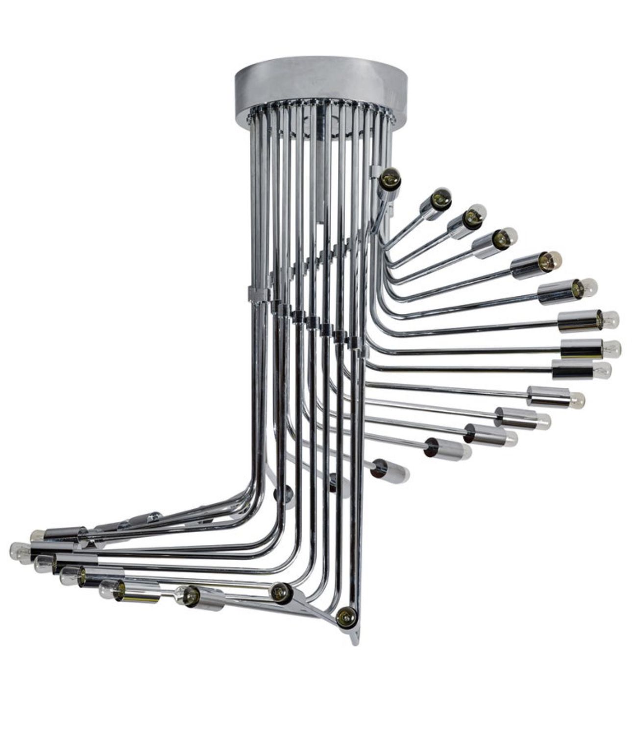 Ultra Rare Italian Spiral Chrome Chandelier By Gaetano Sciolari, 1970s photo furniture