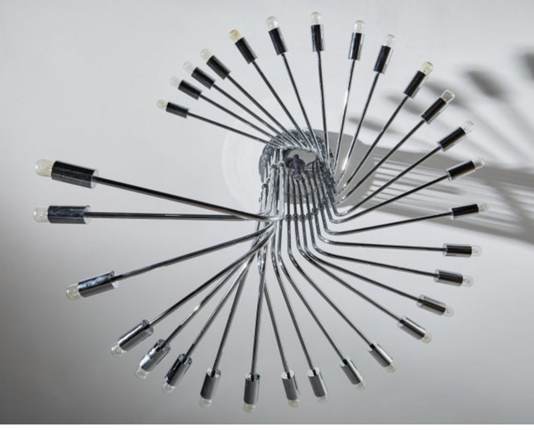 Ultra Rare Italian Spiral Chrome Chandelier By Gaetano Sciolari, 1970s photo for sale