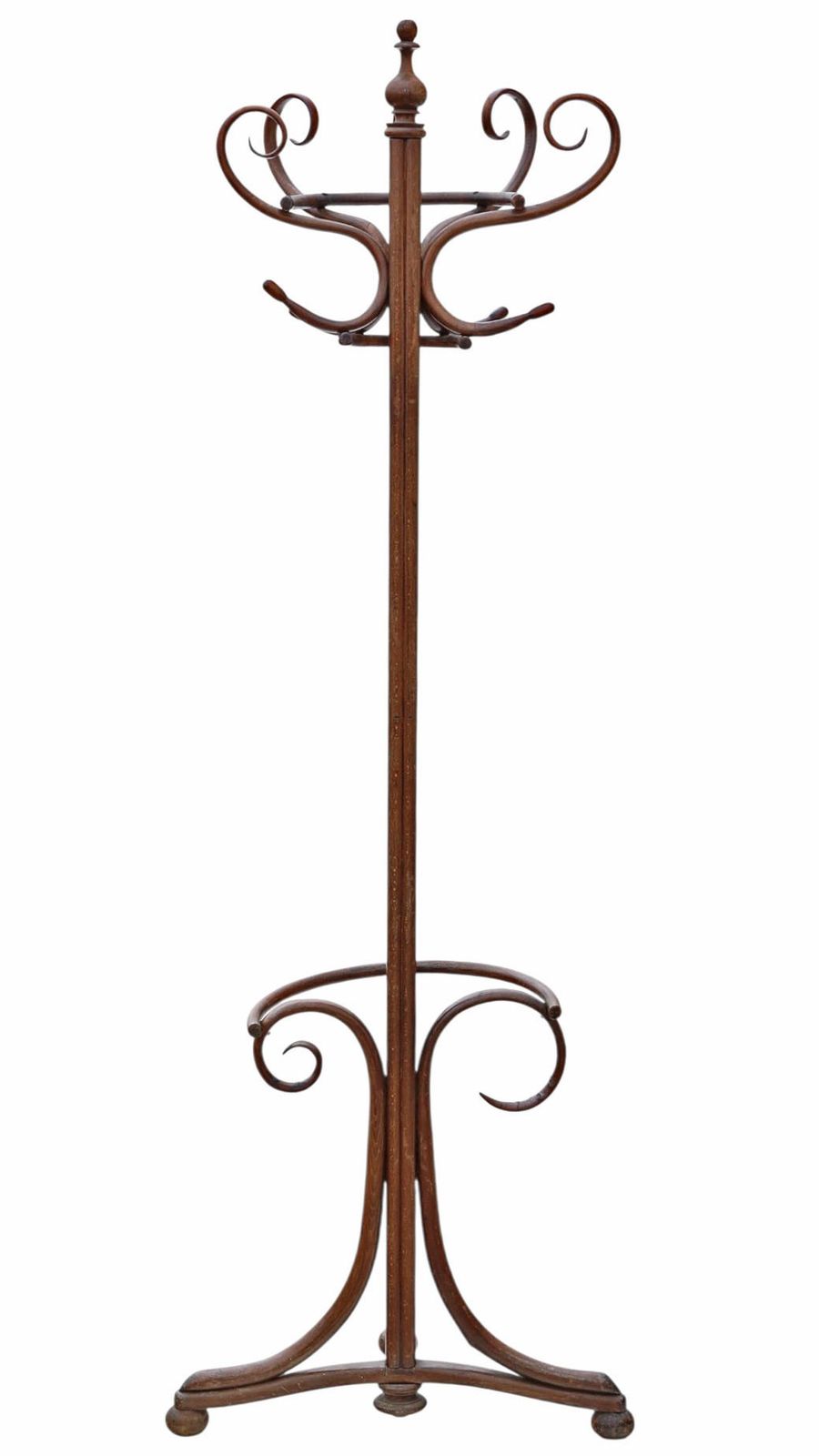 Antique C.1900 Large Bentwood Coat & Hat Stand – Quality Hall Rack, Wall Standing Design photo vinterior