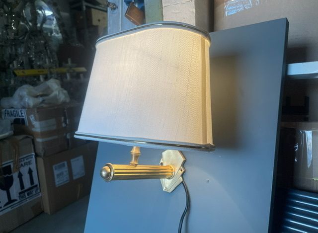 Set Of 12  Brass Wall Sconces With Satin Shades, 1980s photo Lighting