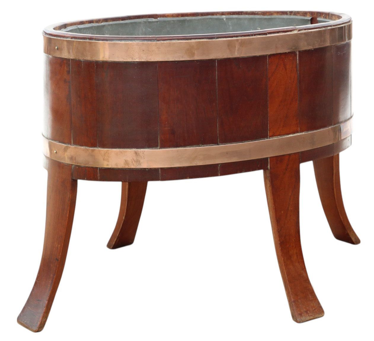 Antique C.1800 Georgian Mahogany & Brass Wine Cooler, Planter Or Log Basket – Quality Period Piece photo Home Decor