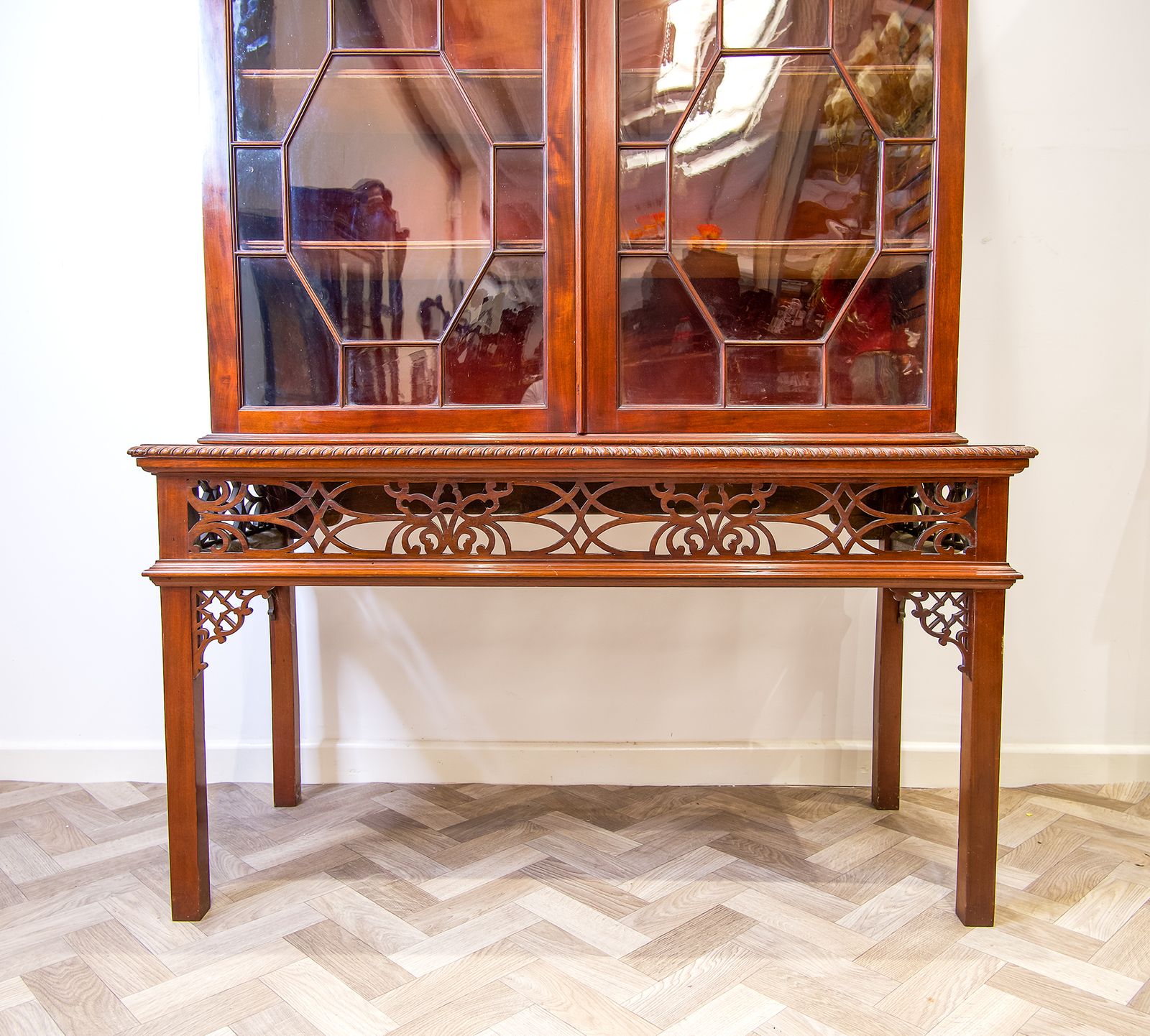 Antique Carved Mahogany Bookcase On Stand photo Furniture