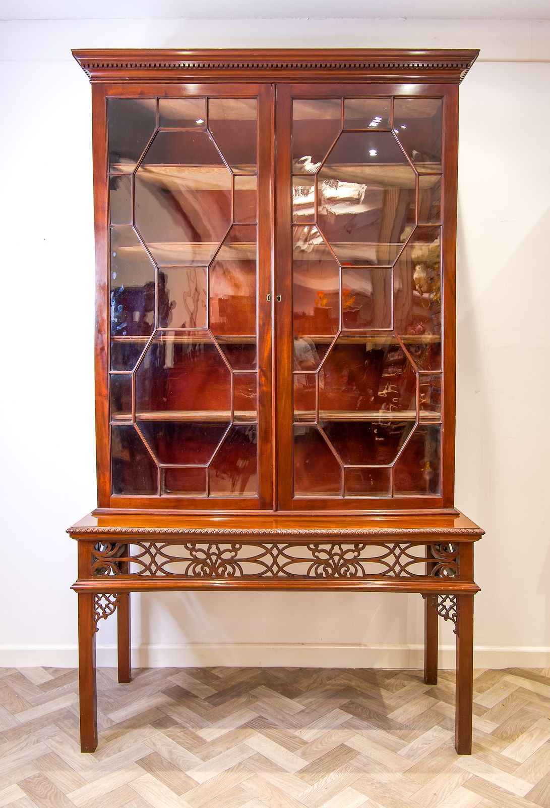 Antique Carved Mahogany Bookcase On Stand photo vinterior