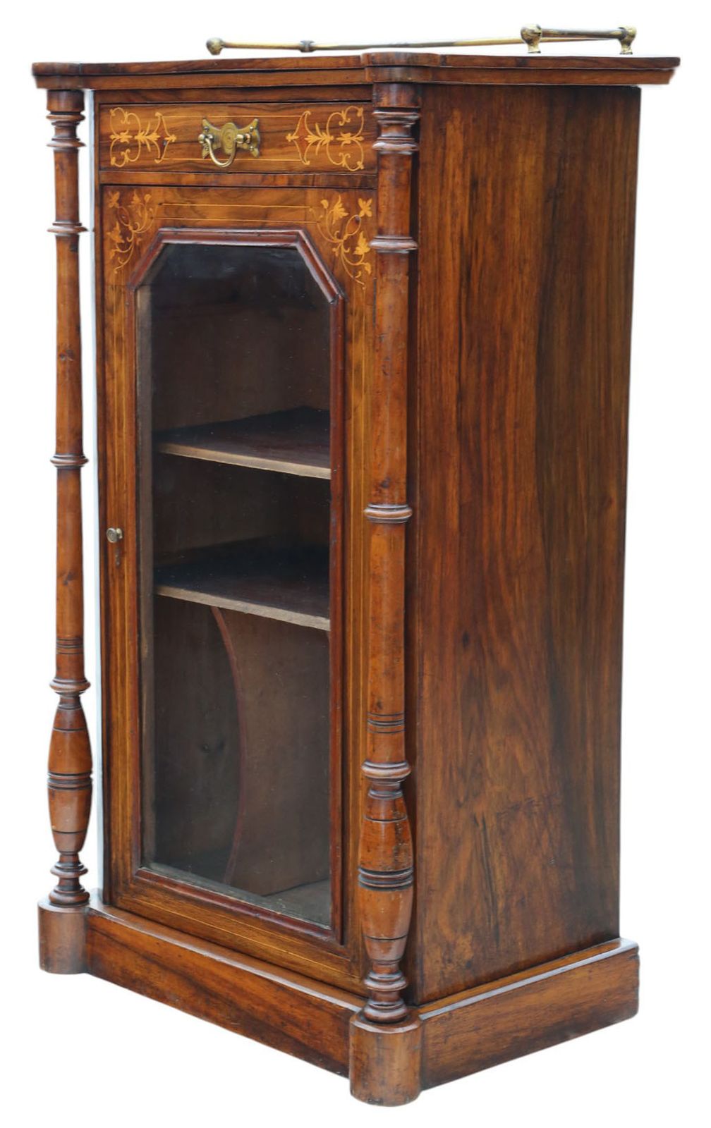 19th Century Antique Inlaid Burr Walnut Music Stand / Pier Display Cabinet – Fine Quality photo for sale