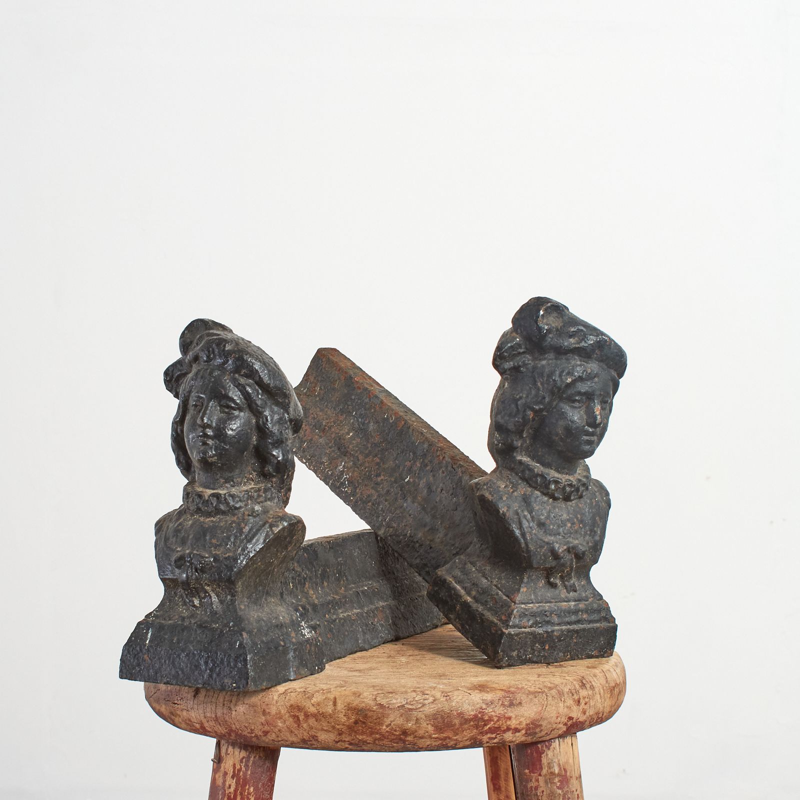 Pair Of French Victorian Iron Fire Dog Andirons – Female photo for sale