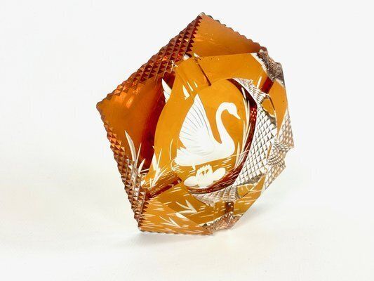 Polish Glass Ashtray With Swan From Julia Glassworks, 1960s photo 151.0