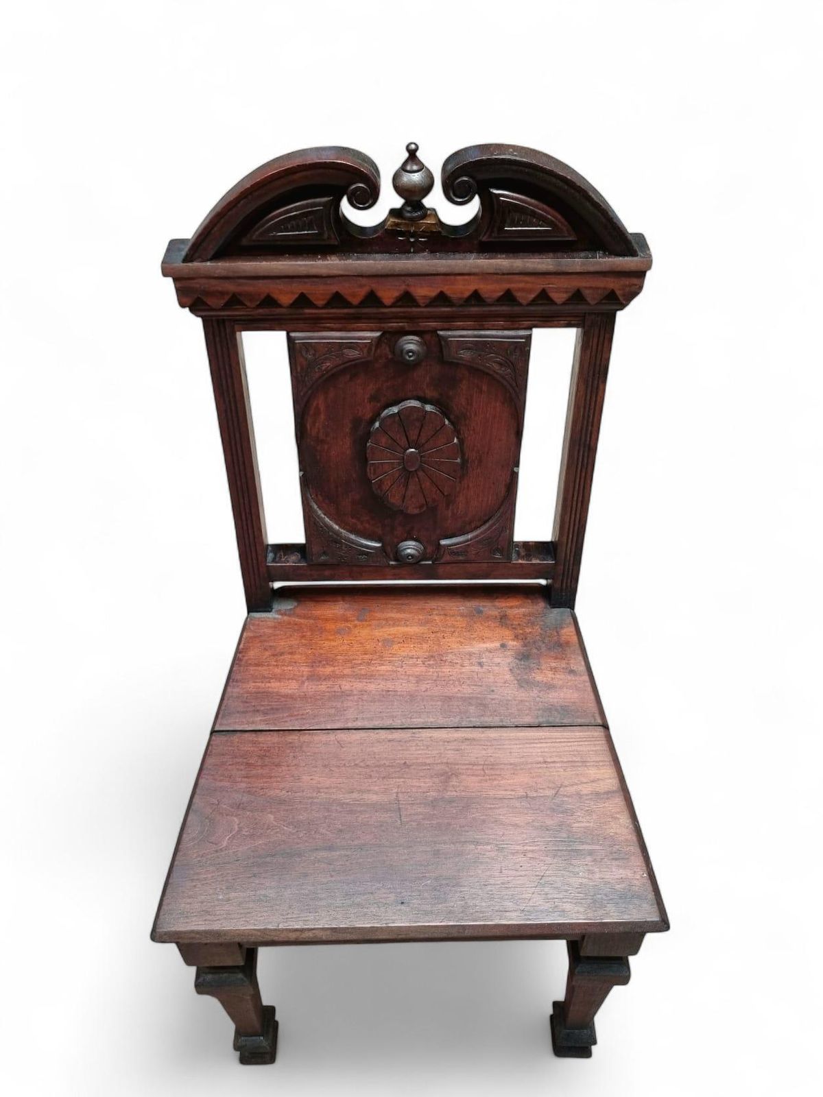 Antique Mahogany Hall Chair / Highly Carved C1840 photo furniture