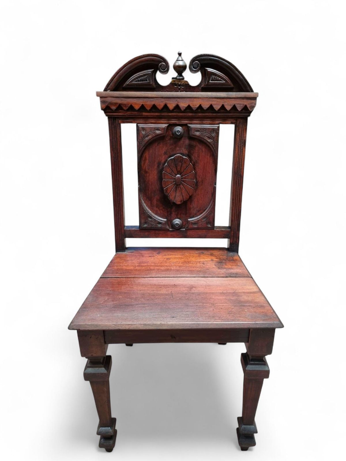 Antique Mahogany Hall Chair / Highly Carved C1840 photo vintage