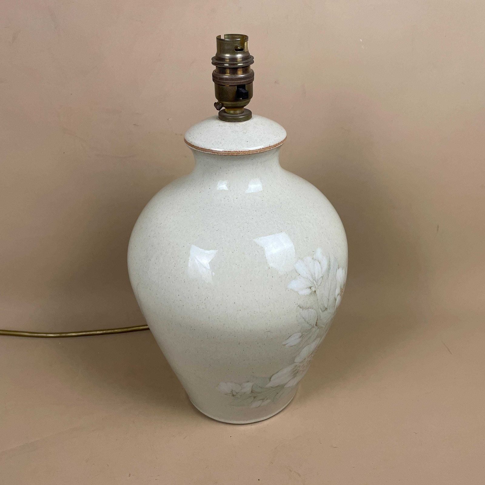 Vintage Ceramic Lamp Bedside Table Light Floral Pale Sage Green Brass Fittings Cottage Luxury Medium photo furniture