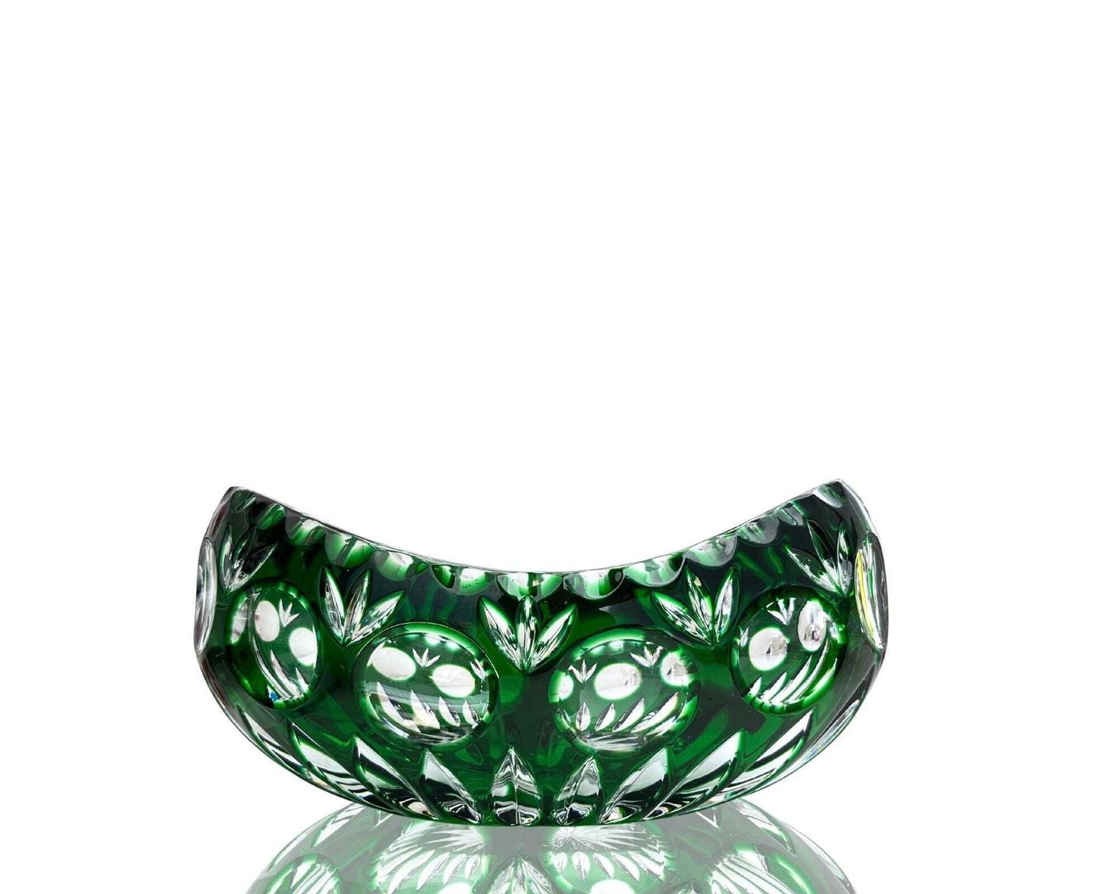 Emerald Green Crystal Bowl | 1pc | Nachtmann Bamberg | Vintage Germany photo vinterior