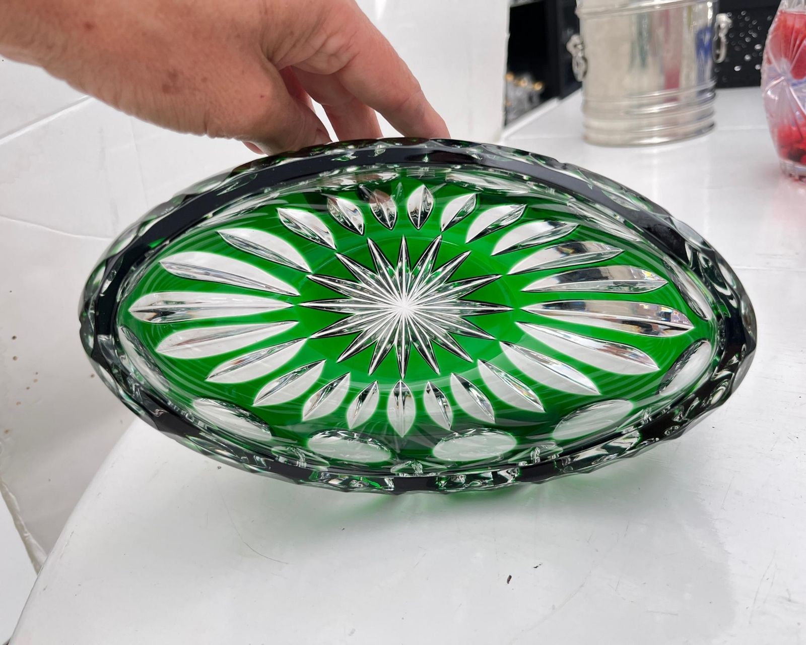 Emerald Green Crystal Bowl | 1pc | Nachtmann Bamberg | Vintage Germany photo buy