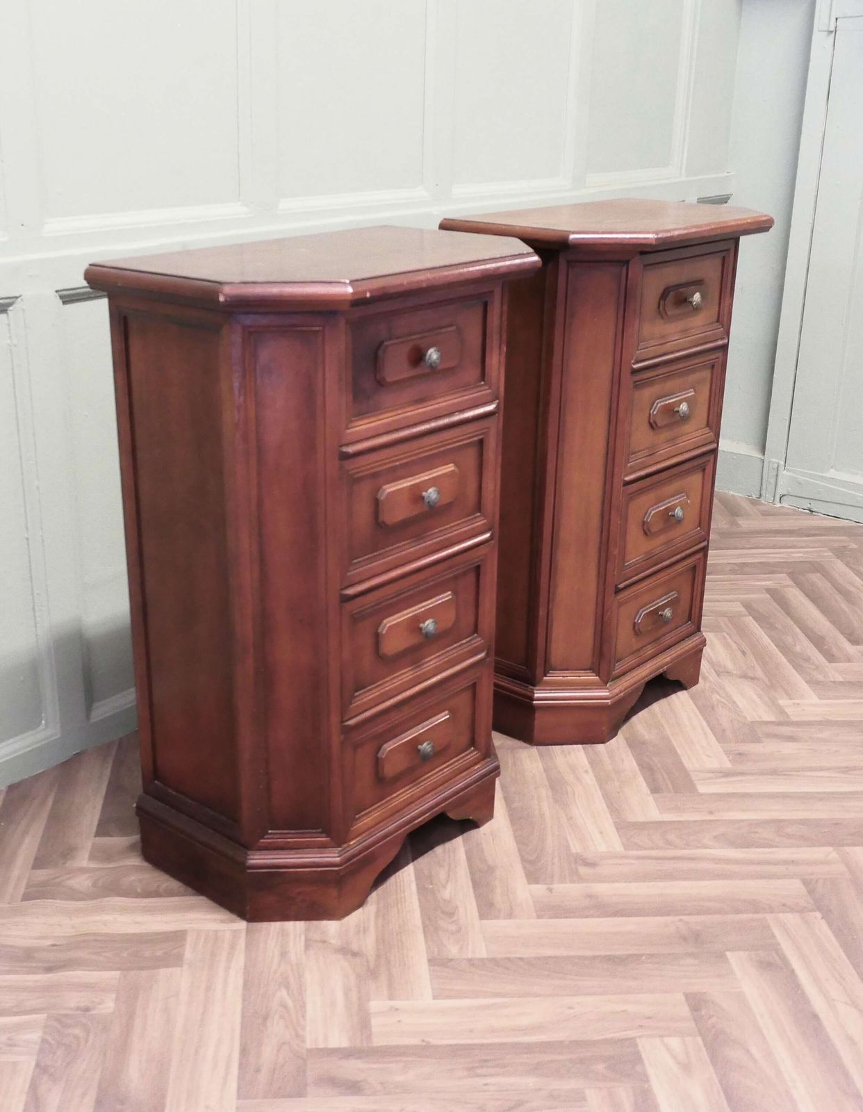 A Pair Of Arts And Crafts Style 4 Drawer Chest Of Drawers, Night Tables photo for sale