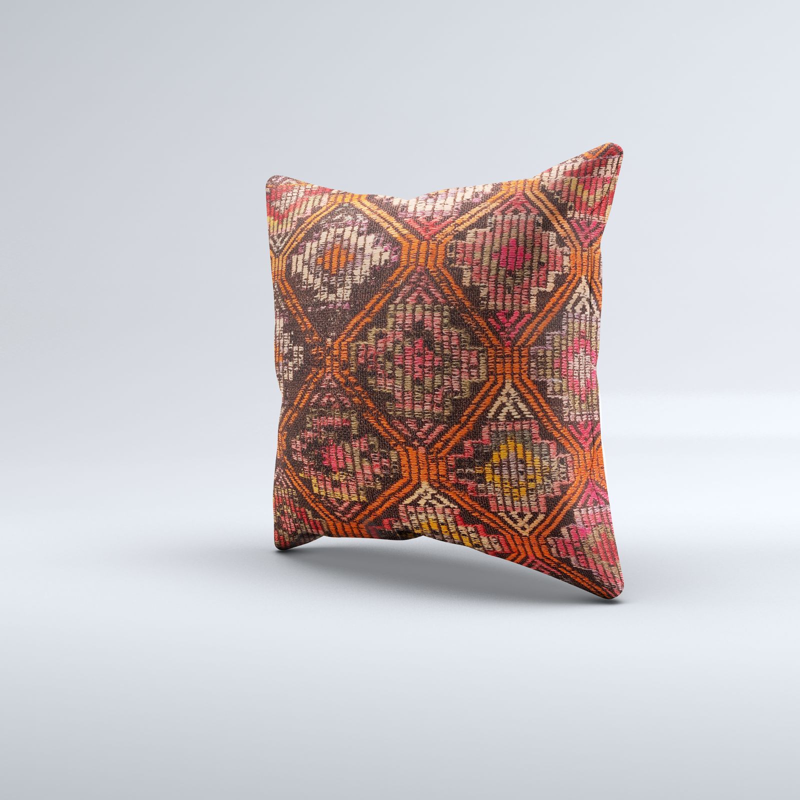 Vintage Turkish Kilim Cushion Cover 60x60 Cm Square Wool Large Pillowcase photo for sale