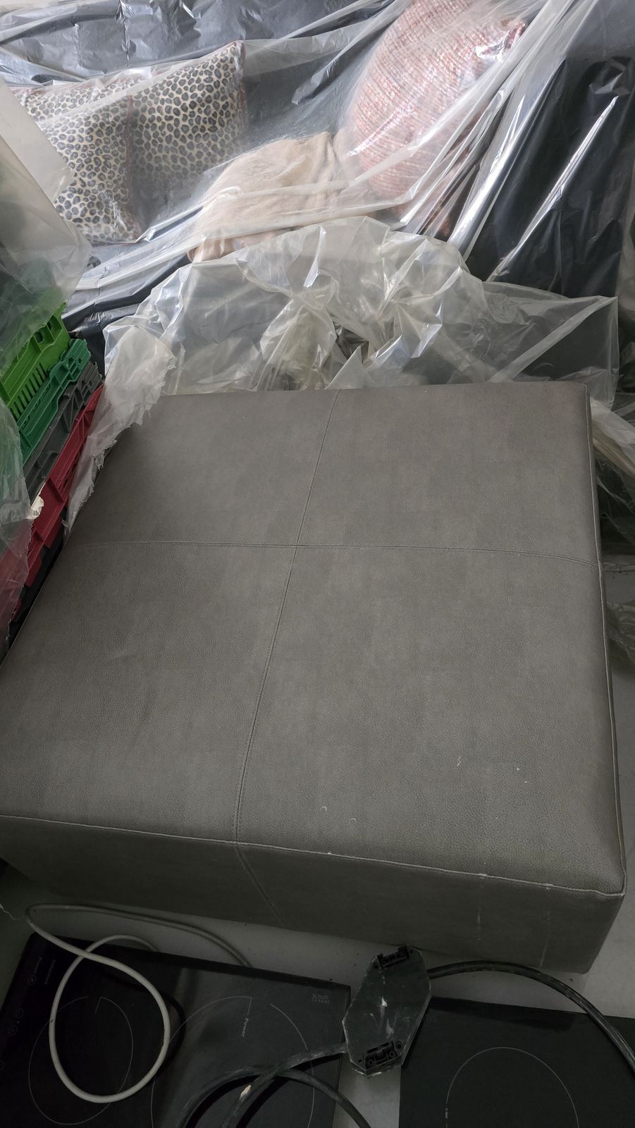 Grey Leather Ottomann Coffee The Sofa & Chair Company photo furniture