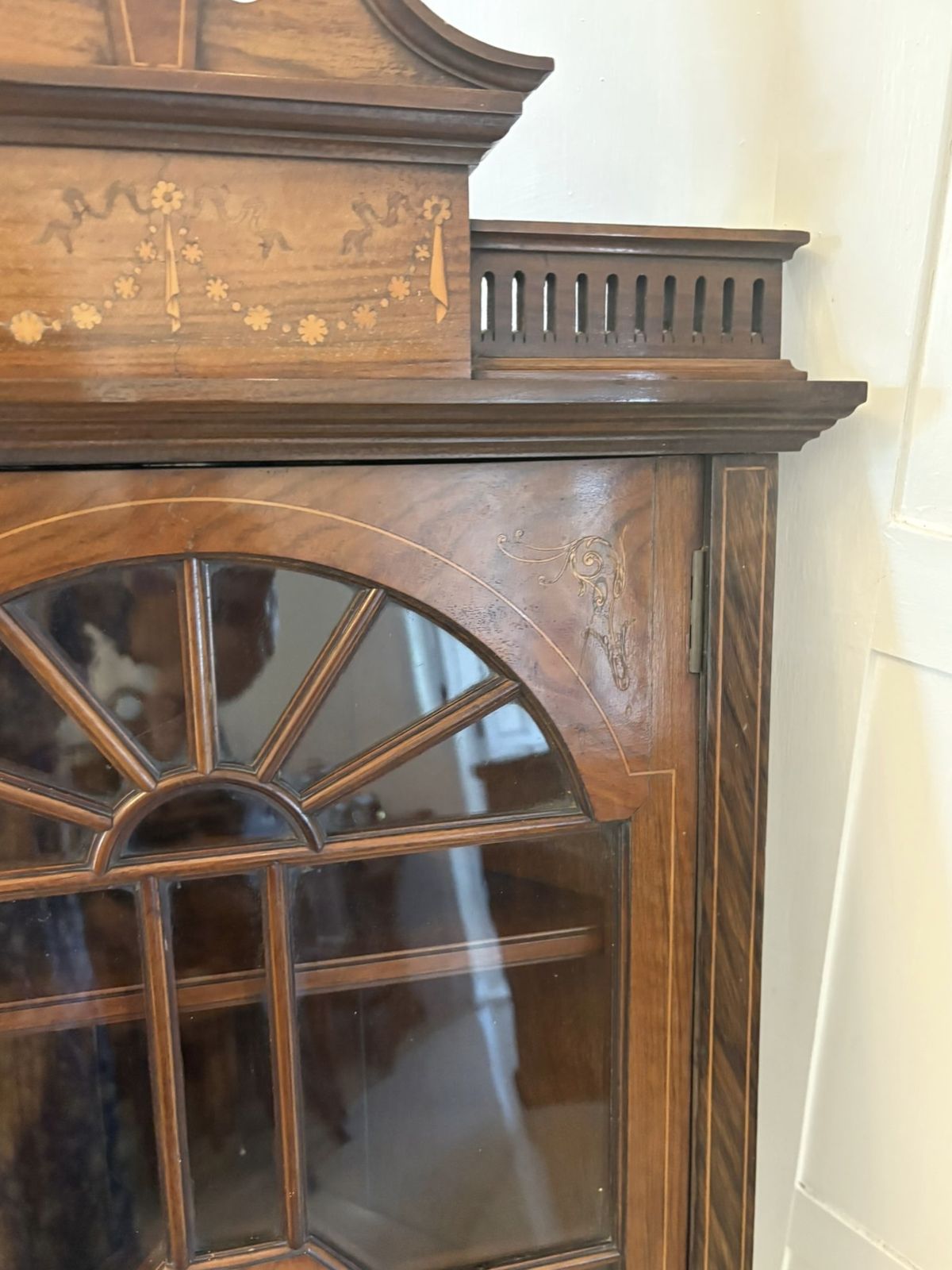 Unusual Antique 19th Century Quality Inlaid Rosewood Hanging Corner Cabinet photo furniture