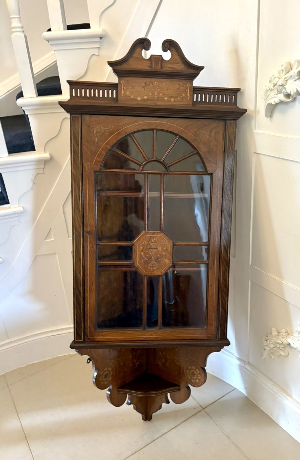Unusual Antique 19th Century Quality Inlaid Rosewood Hanging Corner Cabinet photo Furniture