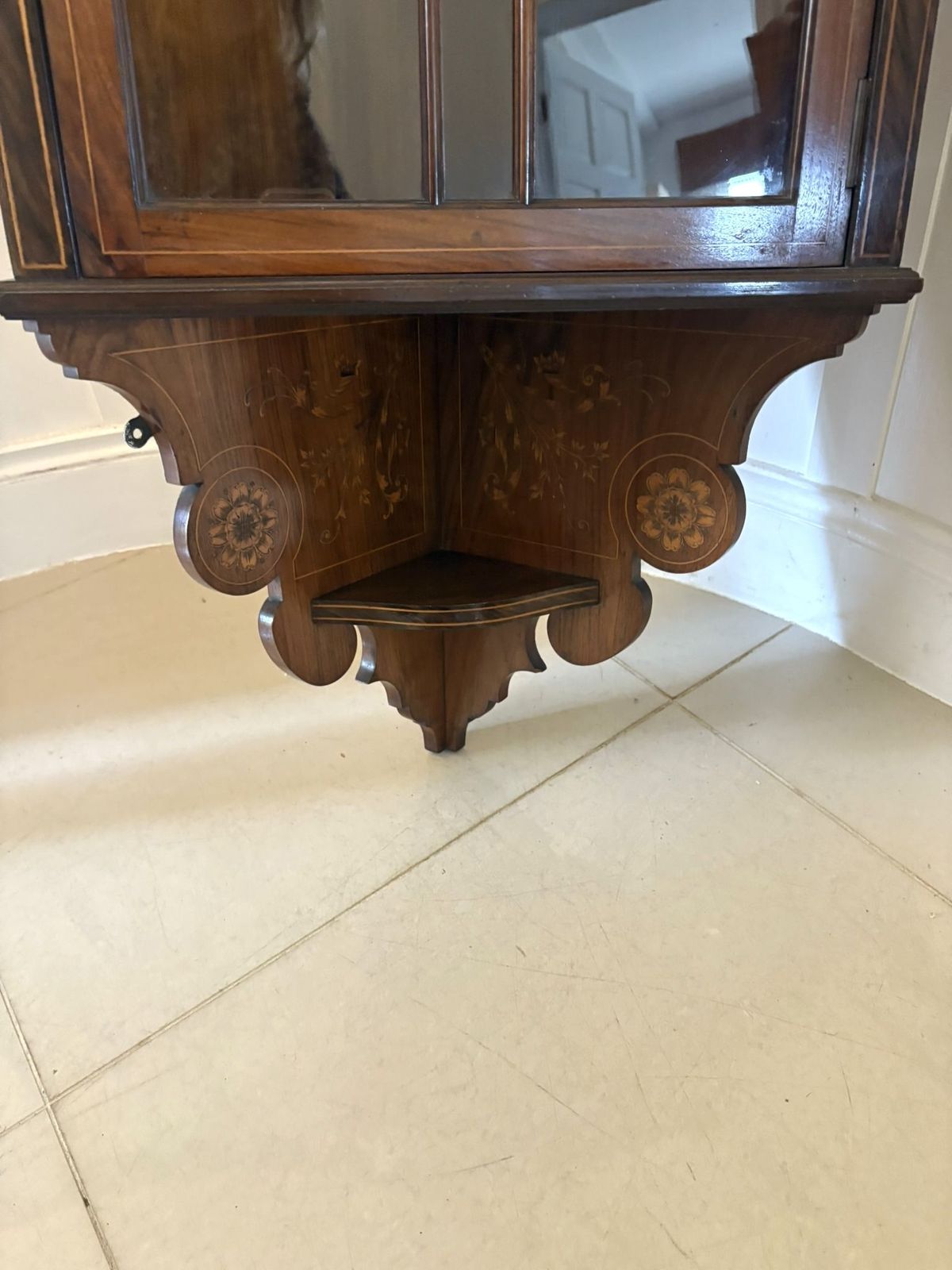 photo for sale Unusual Antique 19th Century Quality Inlaid Rosewood Hanging Corner Cabinet