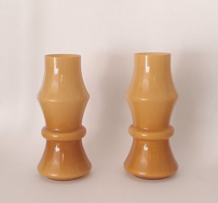 Opaline Glass Vases, 1970s, Set Of 2 photo for sale