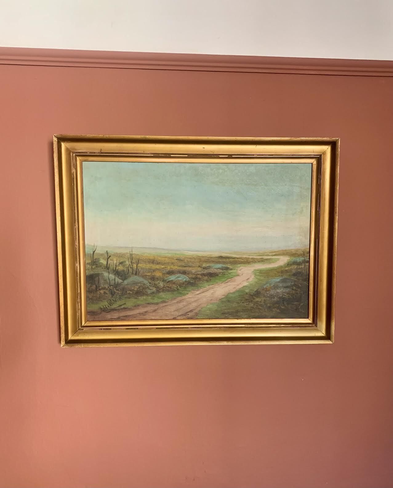 Gilt Framed Landscape Oil Painting Signed Hilda Walker 2 Of 2 photo furniture